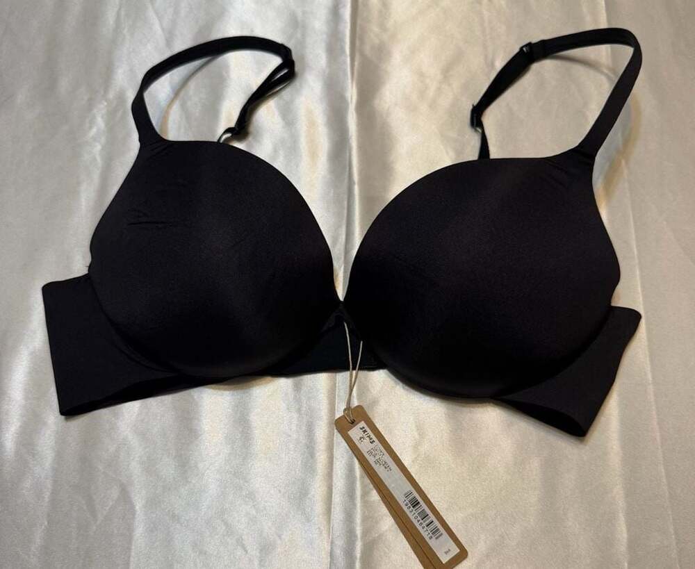 SKIMS Ultimate Push Up Plunge Bra Onyx Black Size 34C